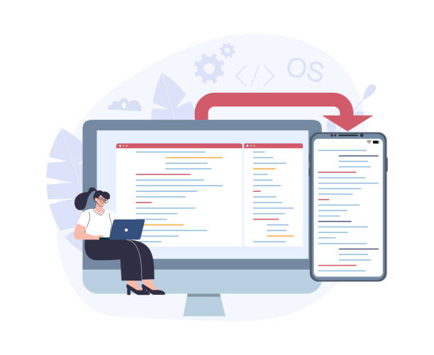 cross-platform software development concept. - 系統(tǒng)軟件 幅插畫(huà)檔、美工圖案、卡通及圖標(biāo)